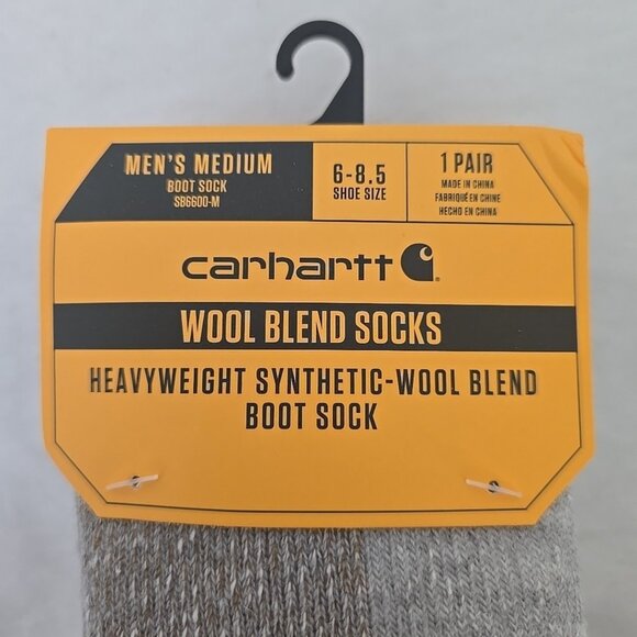 Carhartt Boot Socks Mens Medium 6-8.5 Brown Heavyweight Synthetic Wool Blend New - Picture 2 of 6